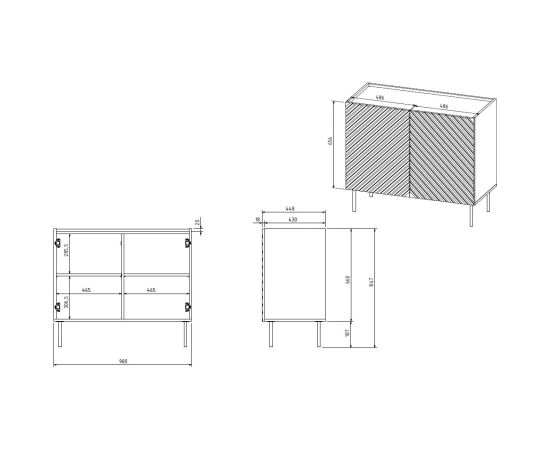 Cama Meble 2D chest of drawers ONDA 98x45xH85 green