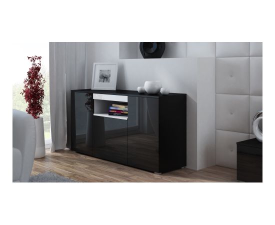 Cama Meble Cama sideboard VIVA 150 black/black gloss + white