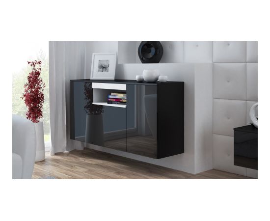 Cama Meble Cama sideboard VIVA 150 black/black gloss + white