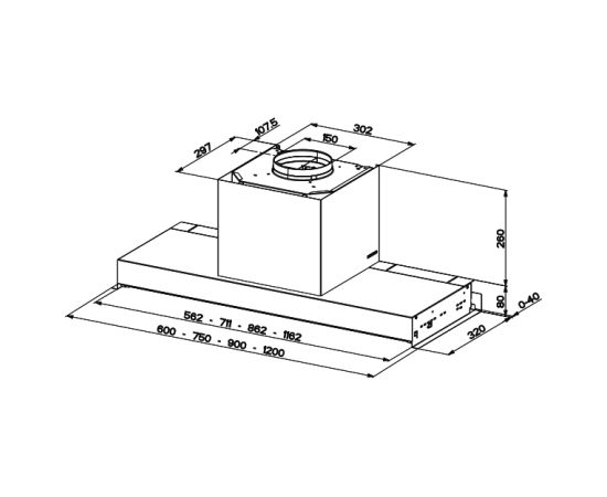 Hood Faber In-Nova Zero Drip Lite A60 BK