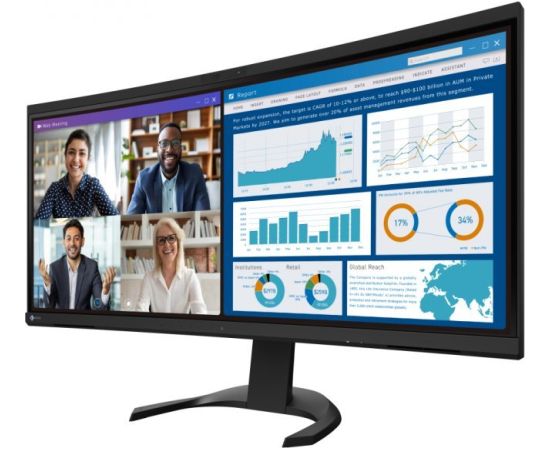 Monitor Eizo EIZO FlexScan EV3450XC-BK - monitor 34,1", 3440 x 1440 UWQHD, zakrzywiony, wbudowana kamera 21:9, (czarny)