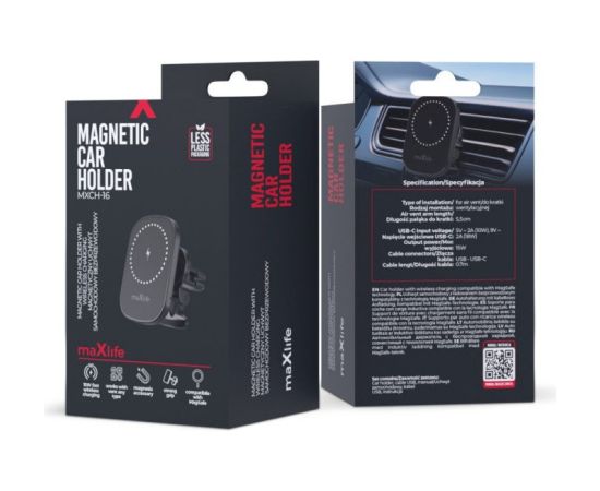 Maxlife phone car mount + wireless charger MXCH-16