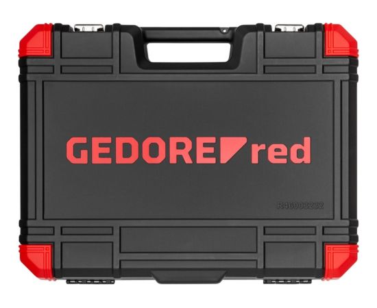 GEDORE red socket wrench set 1/4 + 1/2, 232 pieces, tool set (red/black, with 2 reversible ratchets)