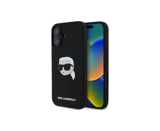 Karl Lagerfeld Apple  iPhone 16 hardcase Silicone Karl Head Print MagSafe Black