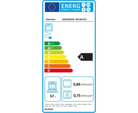 Electrolux LKK520032W gāzes plīts 50cm balta