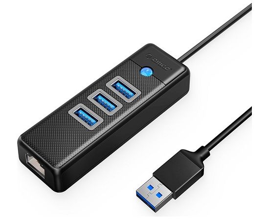 Хуб адаптер ORICO PW3UR-U3, 3x USB, 1x RJ45