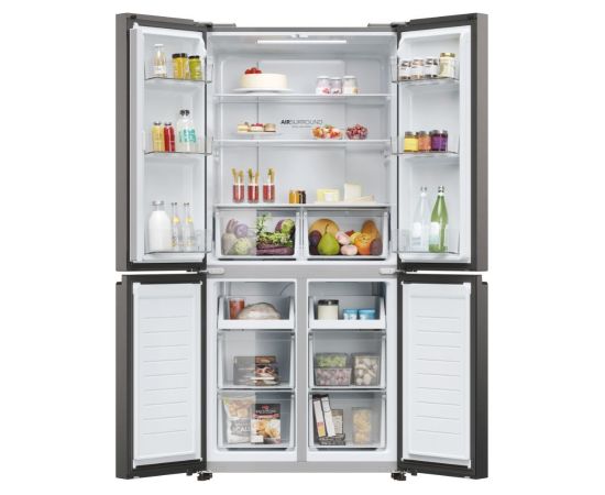 Haier HCR3818ENMD side-by-side refrigerator Freestanding 467 L E Grey