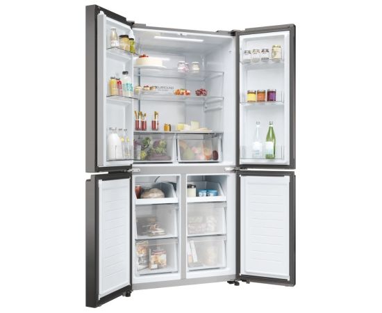 Haier HCR3818ENMD side-by-side refrigerator Freestanding 467 L E Grey