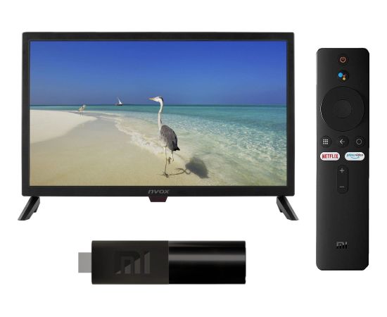 Телевизор Nvox digital hdtv led 24cali z tunerem dvbt/t2 hevc/h.265 12/24/230v + xiaomi mi stick smart