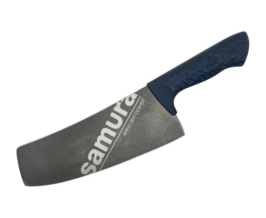 Samura Arny Stonewash Cleaver нож 208мм AUS-8 Синяя комфортная ручка из TPE HRC 59