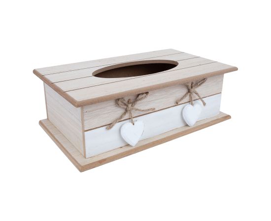 Tissue box HAZEL 27x16xH9cm, white/beige