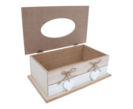 Tissue box HAZEL 27x16xH9cm, white/beige