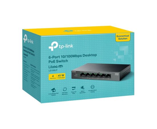 Switch TP-LINK LS106LP Desktop/pedestal 6x10Base-T / 100Base-TX PoE ports 4 LS106LP