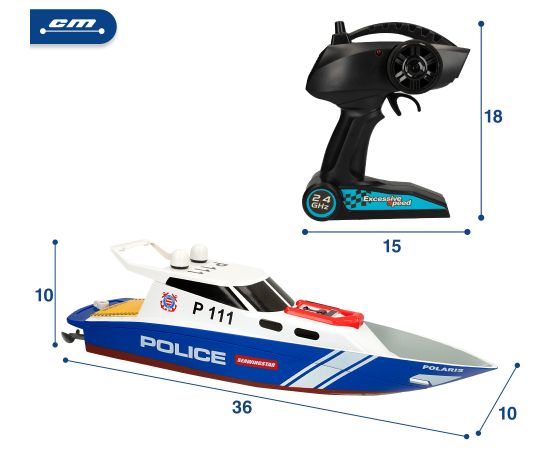 Radiovadāmā laiva Police 36 cm (USB uzlādē) 4+ CB47674