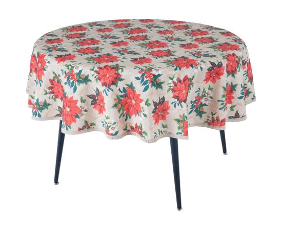 Table mat WINTER FLOWERS D170cm, poinsettias