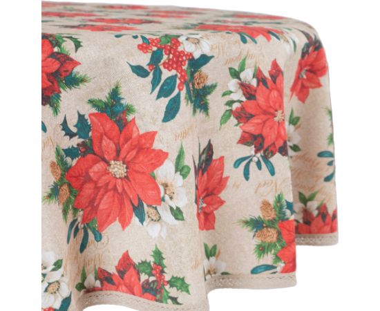 Table mat WINTER FLOWERS D170cm, poinsettias