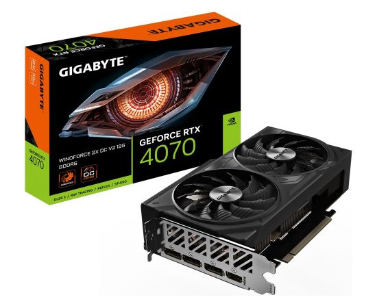 GIGABYTE GeForce RTX 4070 WINDFORCE 2X OC V2 12G Graphics Card - 12GB GDDR6, 192bit, PCI-E 4.0, 2490MHz Core Clock, 3 x DisplayPort 1.4a, 1 x HDMI 2.1a, NVIDIA DLSS 3, GV-N4070WF2OCV2-12GD