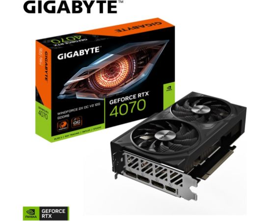 GIGABYTE GeForce RTX 4070 WINDFORCE 2X OC V2 12G Graphics Card - 12GB GDDR6, 192bit, PCI-E 4.0, 2490MHz Core Clock, 3 x DisplayPort 1.4a, 1 x HDMI 2.1a, NVIDIA DLSS 3, GV-N4070WF2OCV2-12GD