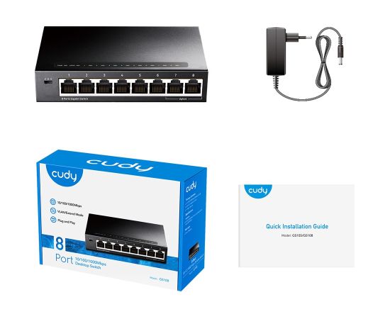 Cudy GS108 network switch Gigabit Ethernet (10/100/1000) Black