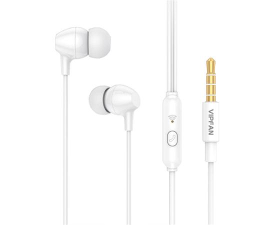 Wired in-ear headphones VFAN M16, 3.5mm jack, 1m (white)