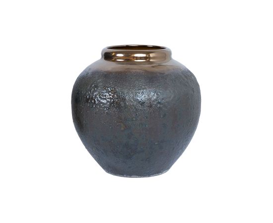 Ceramic vase TITAN STONE H18cm, black green texture