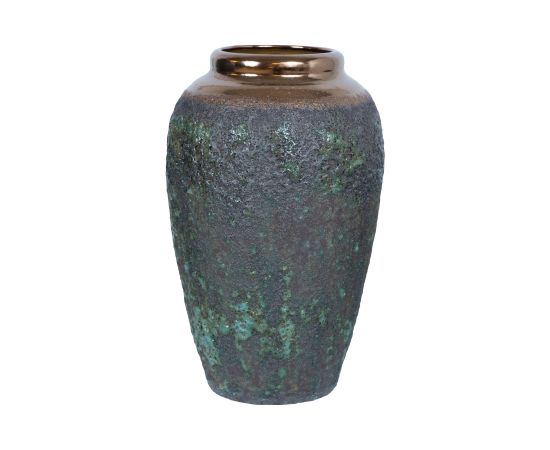 Ceramic vase TITAN STONE H27cm, black green texture