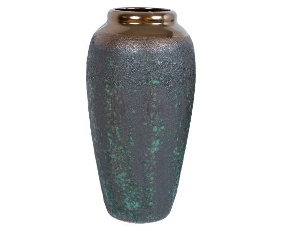 Ceramic vase TITAN STONE H32cm, black green texture