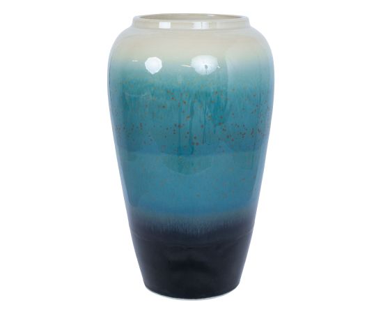 Ceramic vase TITAN STONE H37cm, white/blue