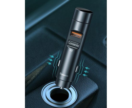 Автомобильный fm-трансмиттер Baseus CCNLZ-C0G 3.1A | usb flash | sd | bluetooth 5.0 серебряный