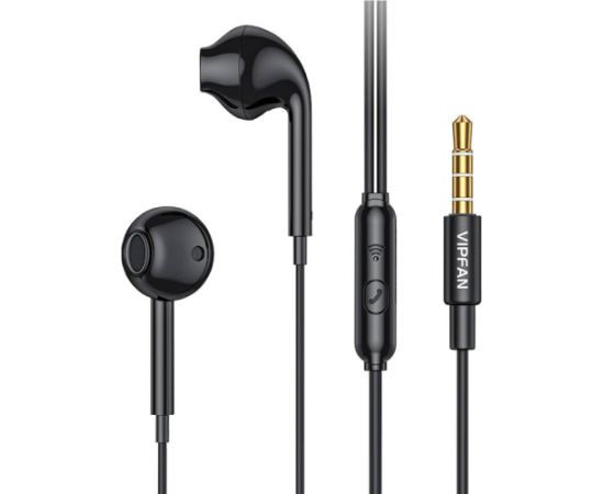 Wired in-ear headphones VFAN M15, 3.5mm jack, 1m (black)