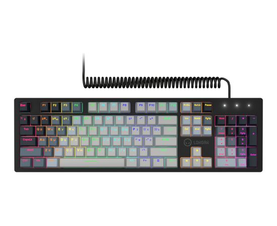 LORGAR Azar 514, Wired mechanical gaming keyboard, RGB backlight, 1680000 colour variations, 18 modes, keys number: 104, 50M clicks, linear dream switches, spring cable up to 3.4m, ABS plastic+metal, magnetic cover, 450*136*39mm, 1.17kg, white, EN+RU layo