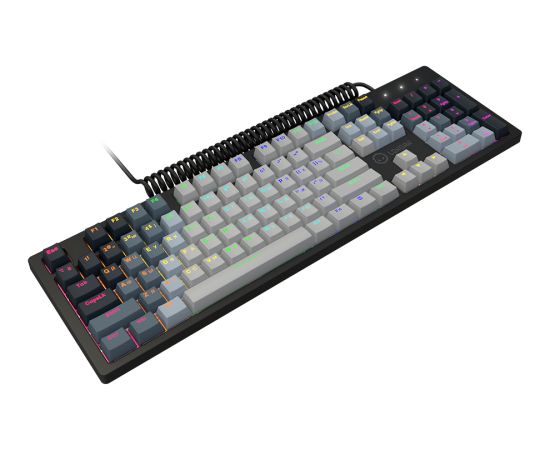 LORGAR Azar 514, Wired mechanical gaming keyboard, RGB backlight, 1680000 colour variations, 18 modes, keys number: 104, 50M clicks, linear dream switches, spring cable up to 3.4m, ABS plastic+metal, magnetic cover, 450*136*39mm, 1.17kg, white, EN+RU layo