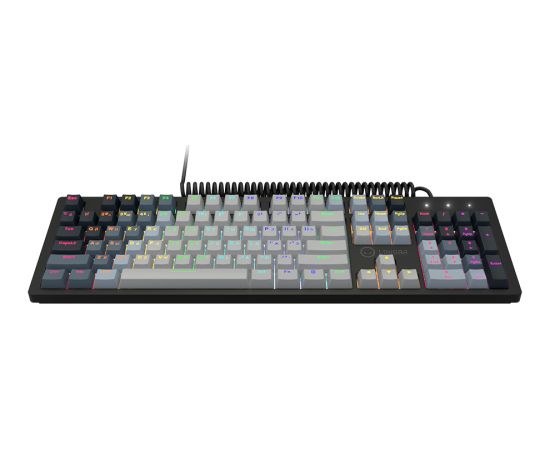 LORGAR Azar 514, Wired mechanical gaming keyboard, RGB backlight, 1680000 colour variations, 18 modes, keys number: 104, 50M clicks, linear dream switches, spring cable up to 3.4m, ABS plastic+metal, magnetic cover, 450*136*39mm, 1.17kg, white, EN+RU layo