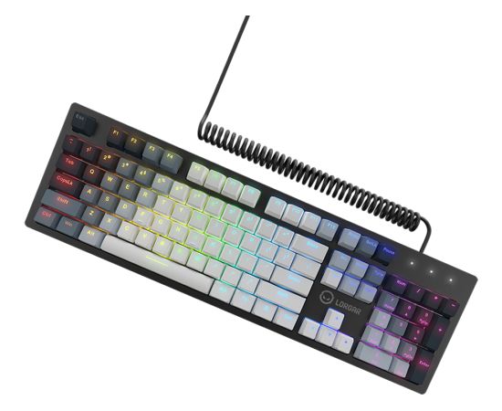 LORGAR Azar 514, Wired mechanical gaming keyboard, RGB backlight, 1680000 colour variations, 18 modes, keys number: 104, 50M clicks, linear dream switches, spring cable up to 3.4m, ABS plastic+metal, magnetic cover, 450*136*39mm, 1.17kg, white, EN layout