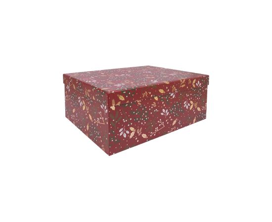 Box ARIEL-7, with a lid 25x18xH10,5cm, red/gold