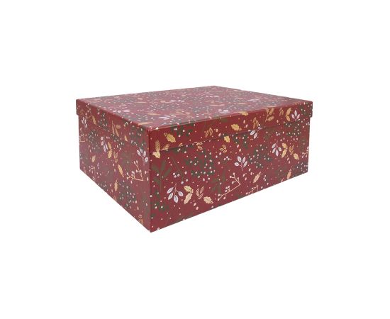 Box ARIEL-5, with a lid 29x22xH12,5cm, red/gold