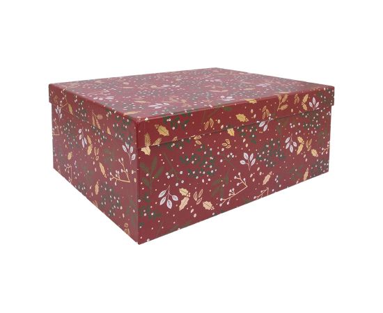 Box ARIEL-2, with a lid 35x27xH15,7cm, red/gold