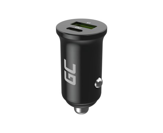 Green Cell GC CADM-GC-38AC - USB-Ladegeraet 38 W 1x USB-C USB-A schwarz Flashlight, GPS, Headphones, Mobile phone, Navigator, Other, Portable speaker, Power bank, Smartphone, Smartwatch, Tablet, Universal Black Cigar lighter Fast charging Auto, Indoor