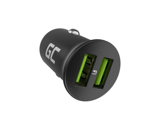 Green Cell GC CADM-GC-36AA - USB-Ladegeraet 36 W 2x USB-A schwarz Flashlight, GPS, Headphones, Mobile phone, Navigator, Other, Portable speaker, Power bank, Smartphone, Smartwatch, Tablet, Telephone, Universal Black Cigar lighter Fast charging Auto, Indoo