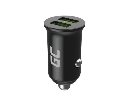 Green Cell GC CADM-GC-36AA - USB-Ladegeraet 36 W 2x USB-A schwarz Flashlight, GPS, Headphones, Mobile phone, Navigator, Other, Portable speaker, Power bank, Smartphone, Smartwatch, Tablet, Telephone, Universal Black Cigar lighter Fast charging Auto, Indoo