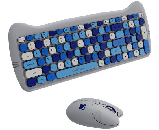 CANYON HSET-W6 EN Keyboard+Mouse Kitty Edition AAA+АА Wireless Blue