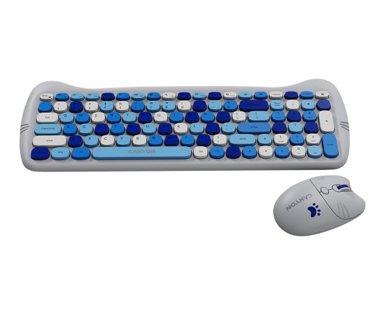 CANYON HSET-W6 EN Keyboard+Mouse Kitty Edition AAA+АА Wireless Blue