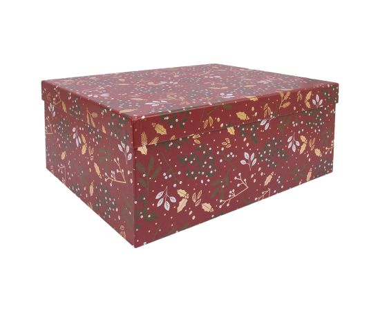 Box ARIEL-1, with a lid 37,5x29xH16cm, red/gold