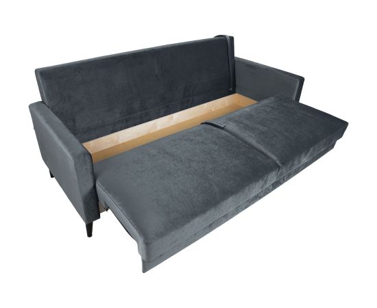 Sofa bed ANNA with storage box, grey velvet