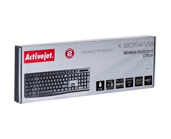 Activejet K-3803SW Keyboard wireless battery powered by 1x 1.5V AAA black