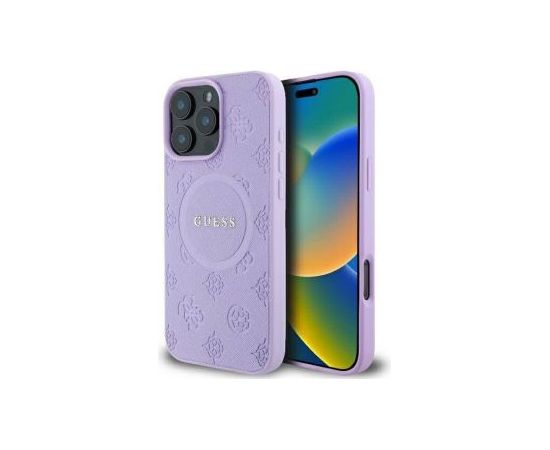 Guess Apple  iPhone 16 Pro Max Saffiano Peony Stamp MagSafe Case Purple