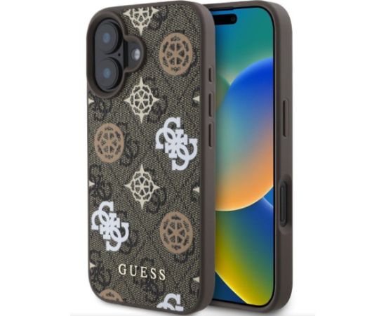 Guess Apple  iPhone 16 PU 4G Peony MagSafe Case Brown