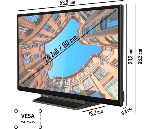 Televizors Toshiba 24WK3C63DAW, LED TV - 24 -  black