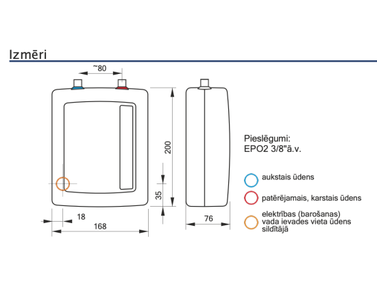 Kospel EPO2-6 6kW 230V/400V 2N caurplūdes ūdens sildītājs