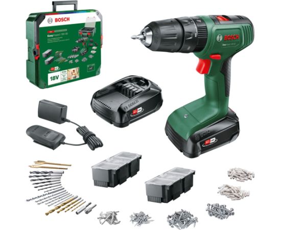 Bosch cordless impact drill EasyImpact 18V-40 + SystemBox (green/black, 2x Li-ion battery 1.5Ah, POWER FOR ALL ALLIANCE)